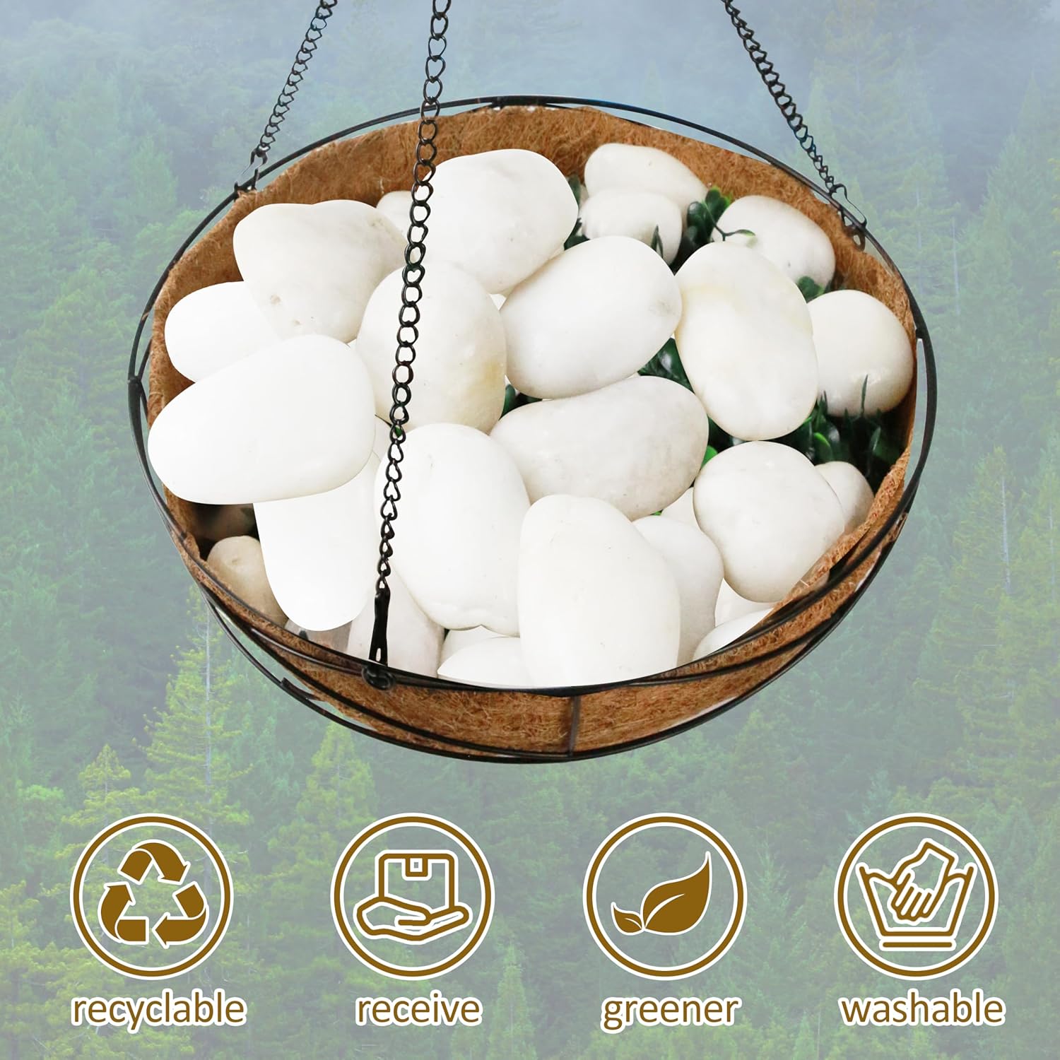 Sunnyglade 40 LBS White River Rocks, 2-3 Inch Natural Pebbles for Indoor Plants, High Polished Decorative Stones Vase Filler Fish Tank Aquariums Landscaping Garden Outdoor and Indoor DIY (40 Pounds)