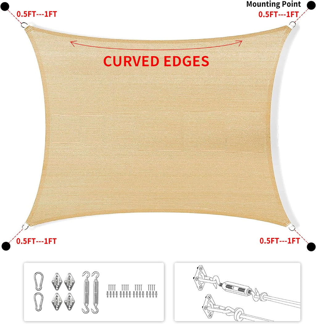20' x 23' Brown Rectangle Sun Shade Sail SSP1212 Canopy Durable Fabric UV Block Awning,We Make Custom Orders