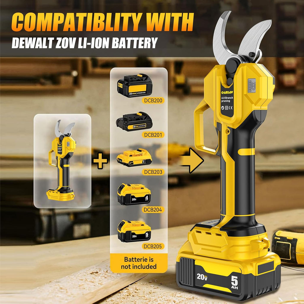 2-IN-1 Electric Pole Pruning Shears Cordless Compatibility with DW 20V MAX Battery, 1.6" Cutting Diameter Pruner, 14.8 FT MAX Extension Pole Saws for Tree Trimming(NO Battery) (Pruning Shears-1)