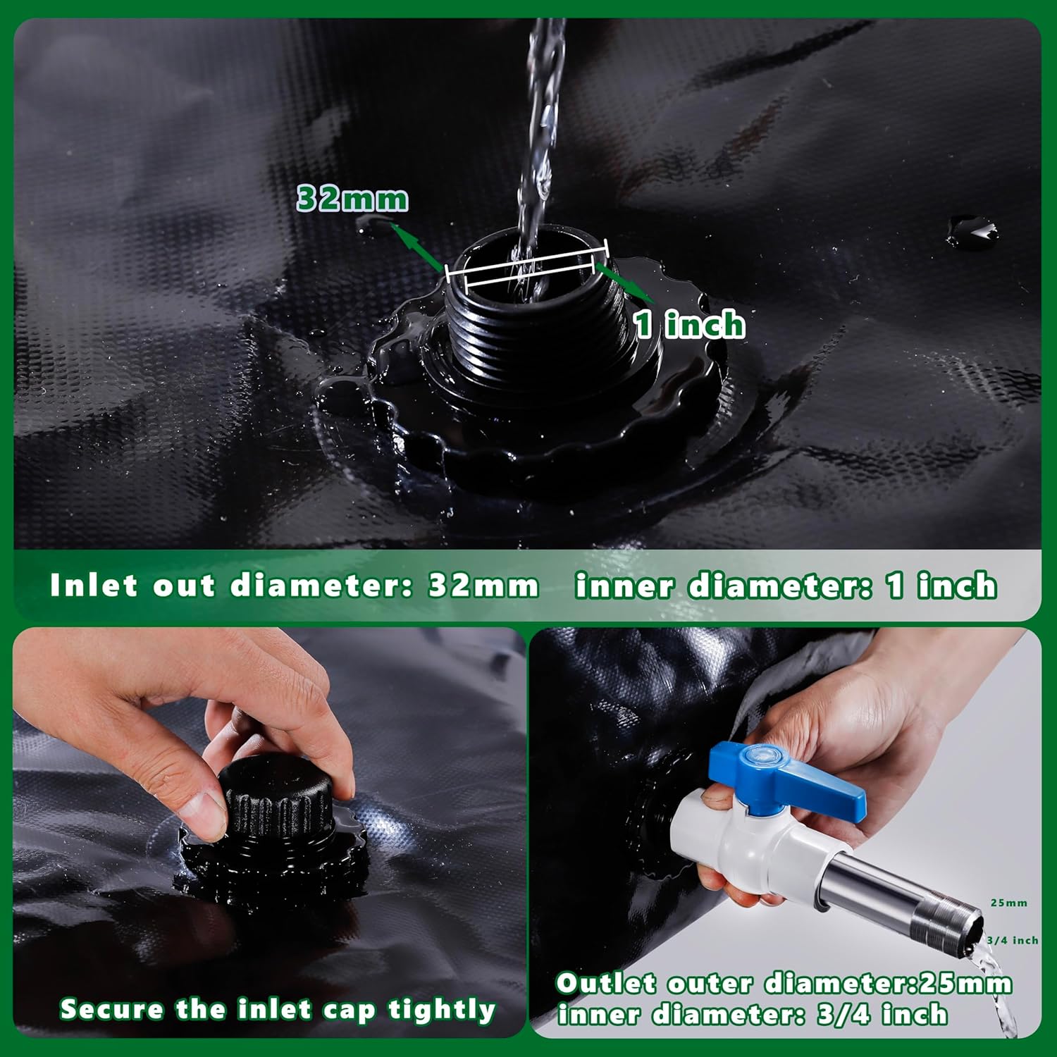 MXQMKL 4000 L/1000 gal Water Bladder Storage Containers, Foldable Portable Water Tank Large Capacity Soft Water Bag, Drought Resistance, Fire Prevention, Emergency Water
