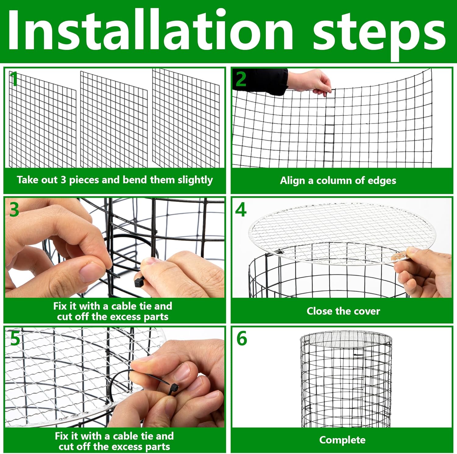 Adnee 8 Pack Wire Plant Protector with Cover-20" x 11" Detachable Metal Plant Protectors Mesh-Garden Plant Protectors for Flower Vegetable to Keep Animals Out