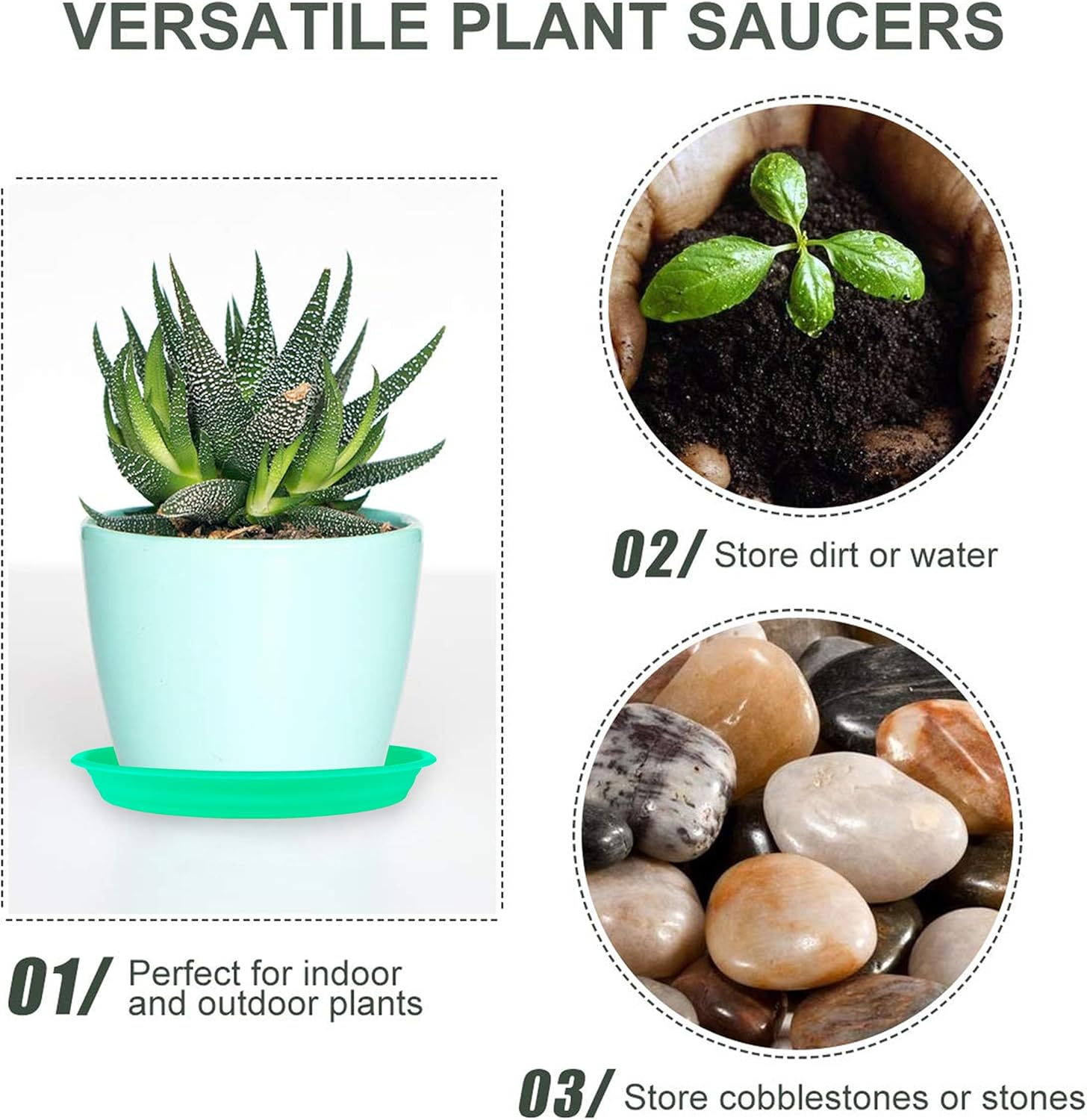 12Pcs Colourful Plant Saucer, 6 8 10 Inch Durable Plastic Plant Tray, Round Plant Pot Saucers, Drip Tray for Indoor and Outdoor Garden, Cyan