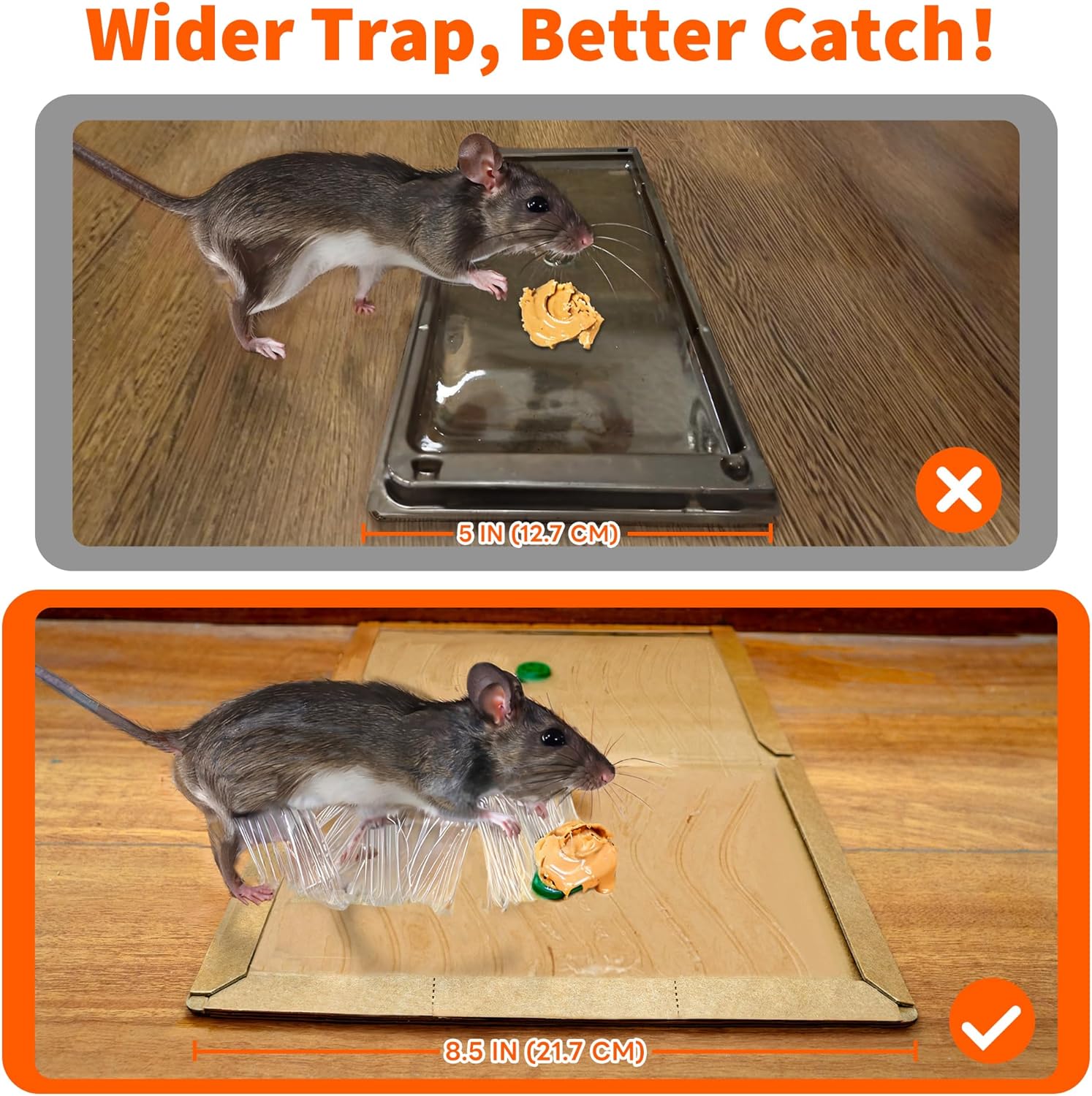 Glue Mouse Traps Indoor for Home 6 Pack, Large Sticky Mouse Traps for Inside House, Pre-Baited Adhesive Non-Toxic Glue Traps for Mice Rats, Snakes, Lizard, Insect(13.5" x 8.5")