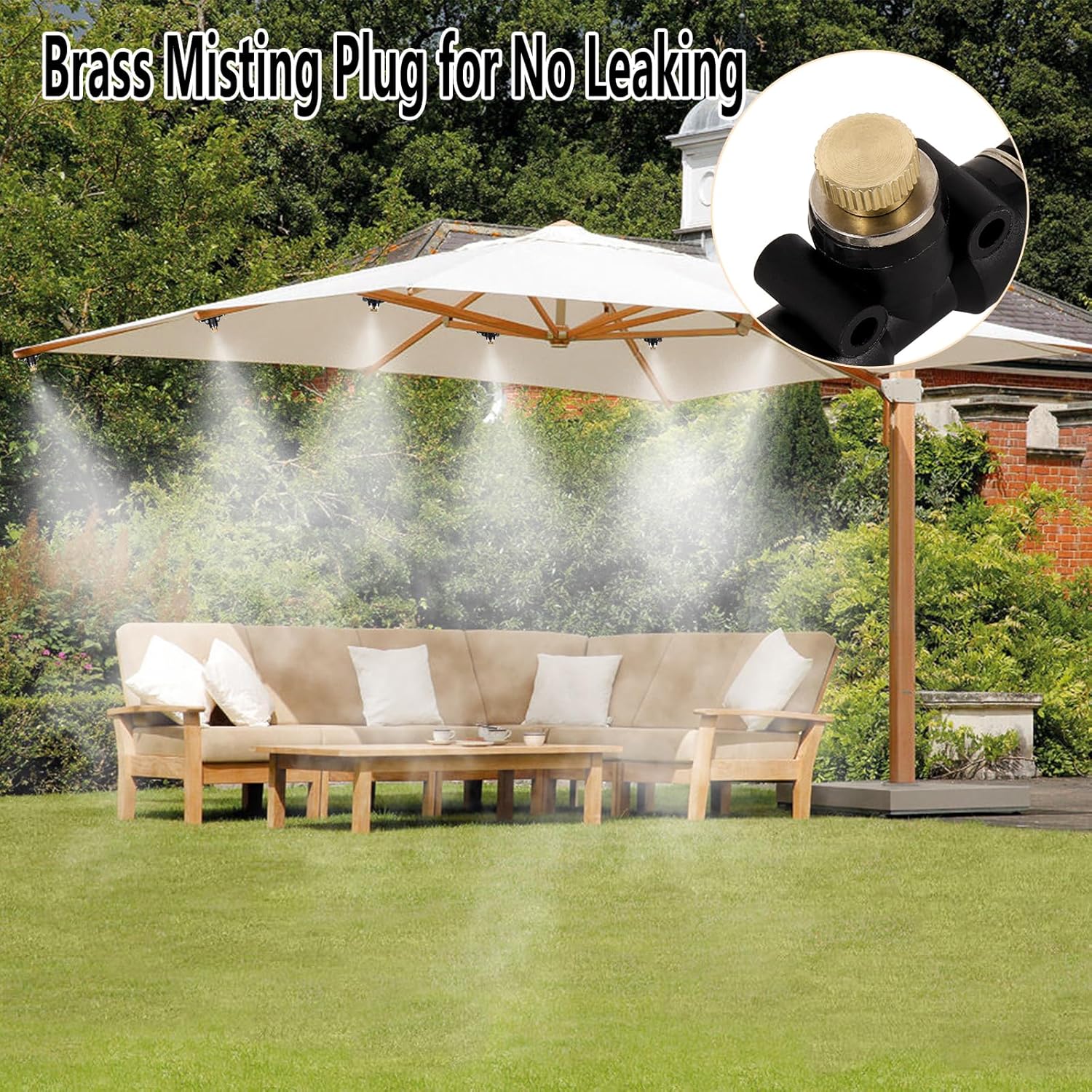 Brass Misting Nozzle Plug 12pc Heavy Duty 10/24 Screw Thread Misting Nozzle Plug for Raised Garden Bed Backyard Outdoor Cooling System