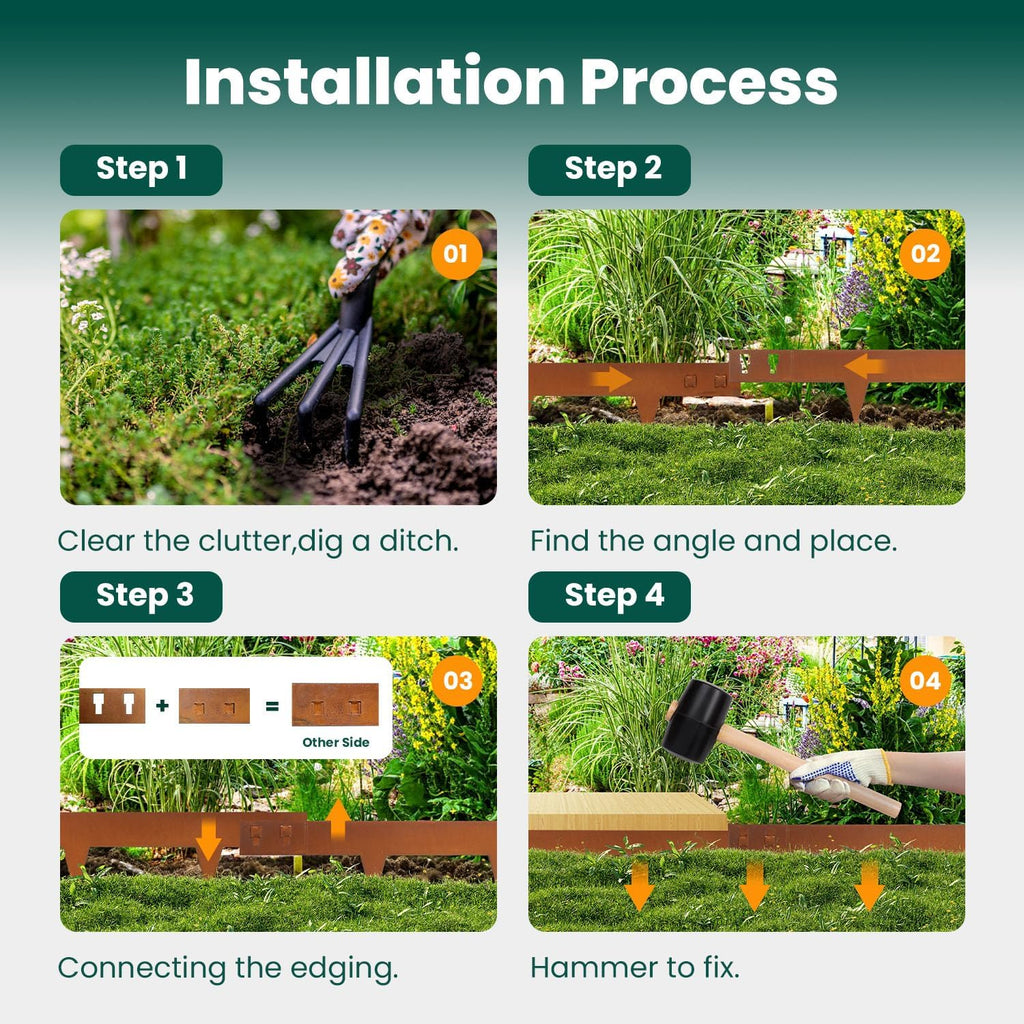 Corten Steel Landscape Edging 4.5 Inch Depth Steel Landscaping Edging 40 Inch Strips10 pcs Metal Garden Landscape Border Rusted Edge for Lawn Yard Outdoor Plant by GZGNEEVL