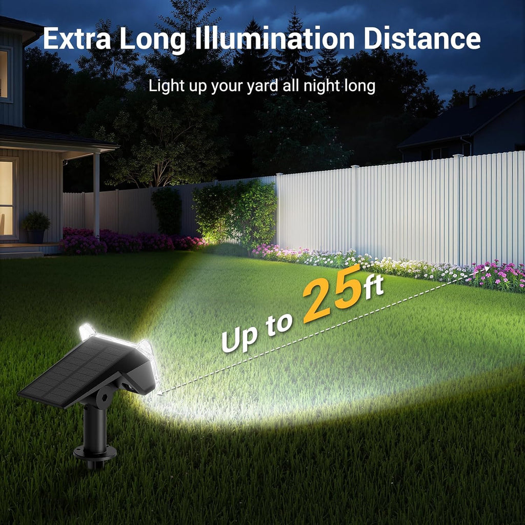 Solar Lights Outdoor Waterproof, Auto ON/Off Solar Spot Lights Outdoor, Dusk to Dawn Spotlights, Adjustable Landscape Lighting for Yard Tree Path Garden, Cool White, 6 Pack