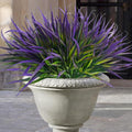 Uieke 28 Bundles Artificial Outdoor Plants UV Resistant Fake Grass Plants Faux Plastic Plants Greenery Shrubs for Home Garden Pathway Window Box Front Porch Cemetery Spring Summer Decor, Purple