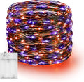 Dazzle Bright Fairy String Lights, 20FT 60 LED Copper Wire Battery Operated Waterproof Lights, Halloween Decorations for Indoor Home Outdoor Patio Yard Party Decor (Purple and Orange, 1)