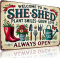 Bestylez Garden Gifts Welcome to My She ShedVintage Gardening Signs for Home Garden Greenhouse Living Room Bedroom Yard Outdoor Decor 8X12 Inch (3372)