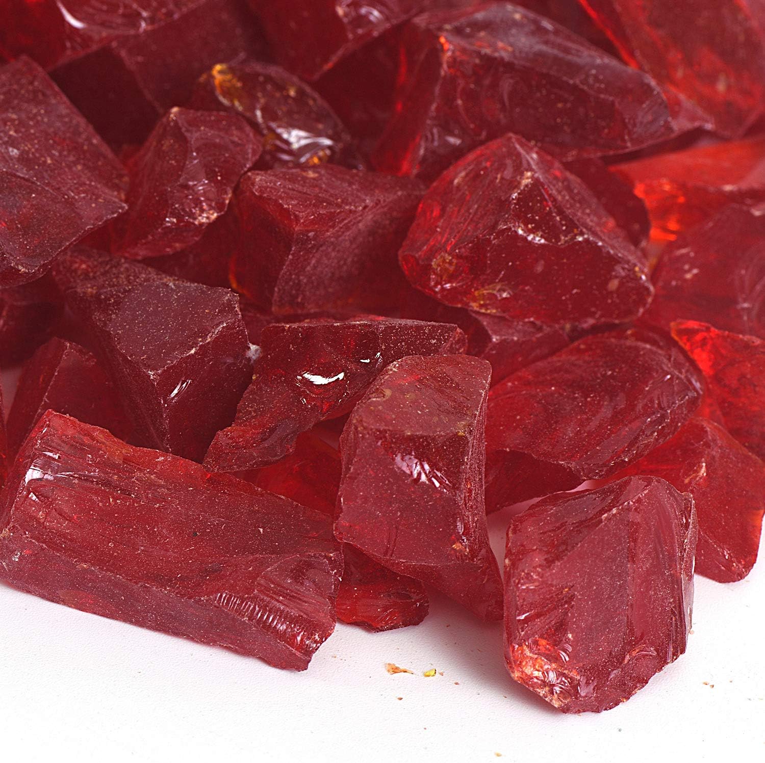 High Luster Reflective Fire Glass Gravel,Fire Gems,Fire Drops,Fire Glass Pebbles Stones Beads Chips for Fire Pit Fish Tank Aquarium Garden,1-2cm,540g/1.19lb (Red)