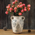 Enra Vintage vase with Handle,9.4 inch Blue and White Ceramic Decorative Flower vase, Chinoiserie Floral Vase,Large Rustic Vases for Home Decors, Living Room, Bookshelf, Office