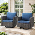 HUMMUH Patio Swivel Chairs Set of 2,PE Wicker Outdoor Rocker Chairs Bistro Set Porch Balcony Furniture with Cushions