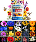 HOME GROWN 𝗨𝗦𝗔 𝗣𝗥𝗘𝗠𝗜𝗨𝗠 Wildflower Seeds Mix - 49,100+ (2oz) Bulk Mix, 21 Varieties Wild Flower - Bee and Butterfly Garden Pack - Native Annual Flowers for Planting for Your Garden