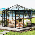 AMERLIFE 12×10×8 ft Hexagonal Outdoor Greenhouse, Aluminum Frame with Quick‑Connectors, 2 Swing Doors, 2 Vents – Walk‑in Garden Structure