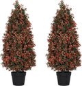 3ft Artificial Boxwood Topiary Trees (Set of 2) - UV Resistant Faux Plants for Outdoor/Indoor, Realistic 36in Fake Bushes and Shrubs for Front Porch, Planter, Patio - Low Maintenance & Evergreen