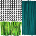 RONYOUNG 100 Pieces Green Bamboo Plant Stakes with 100 Pieces Orchid Clips and 100 Metallic Twist Ties for Supporting Stems Vines Stalks Grow Upright