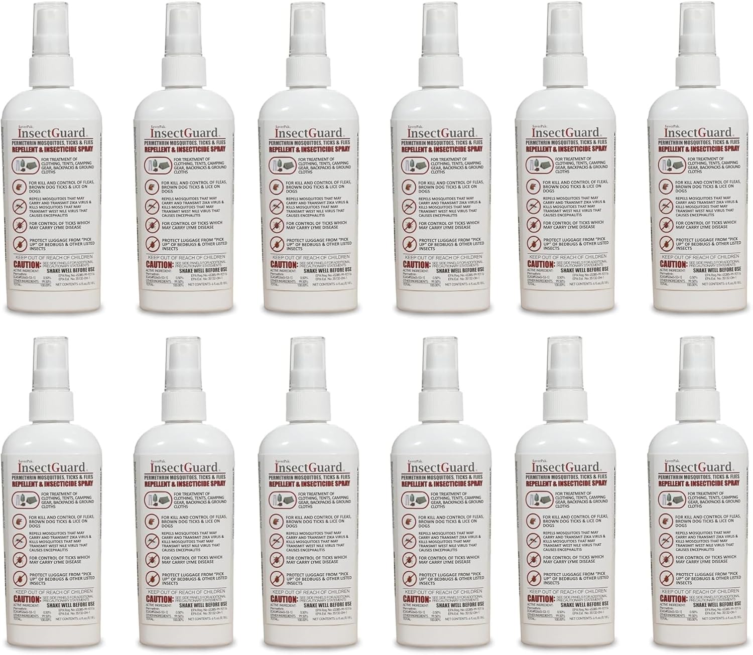 $averPak InsectGuard Permethrin Mosquitoes, Ticks and Flies Repellent & Insecticide Pump Spray (6oz) 12 Pack - Case Pack
