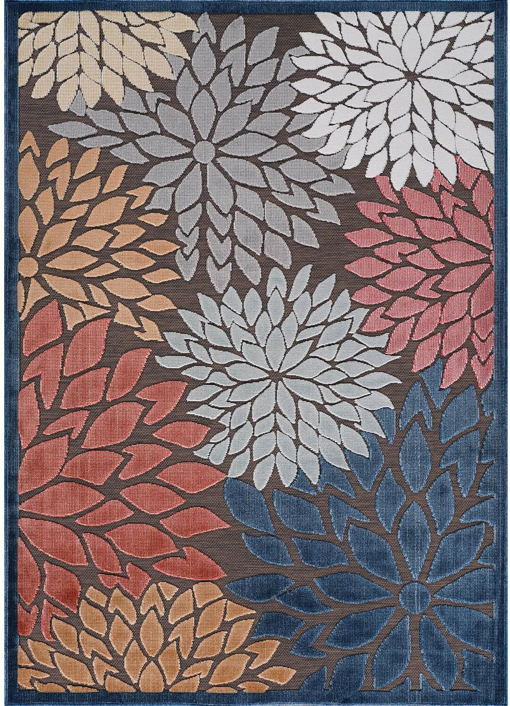 Beverly Rug Outdoor Rug 8x10 Modern Floral Tropical Area Rugs for Indoor and Outdoor Patio Easy to Clean Non Shedding Living Room Porch Garden Washable Outside Carpet (8 x 10 Brown)