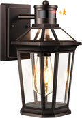 VIANIS Oil Rubbed Bronze Dusk to Dawn Motion Sensor Porch Light, Anti-Rust Aluminum Frame, Tempered Glass, 100% Weather Resistant, Easy Installation, Fits Standard E26 Bulbs