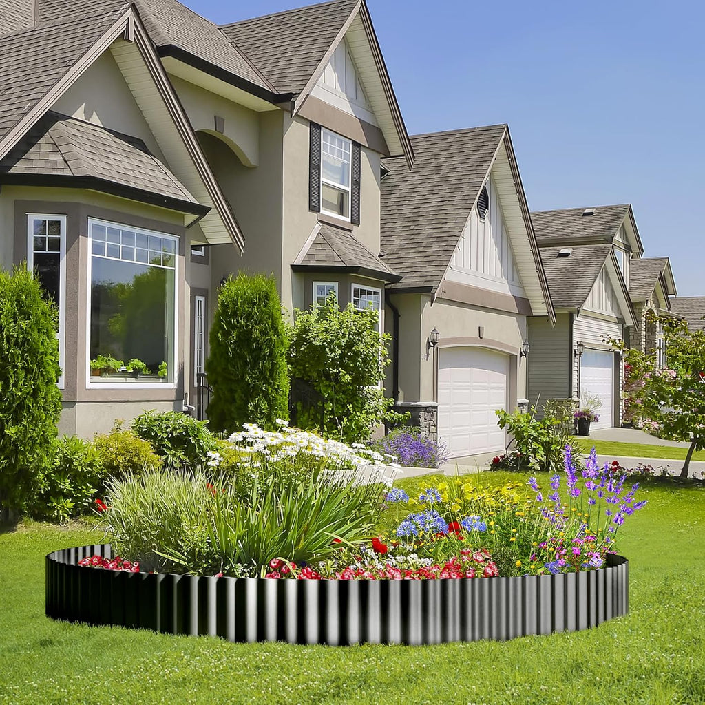 Land Guard Corrugated Garden Edging Border, 6"×50' Landscape Paver Edging, Tall Landscape Edging, Fence for Garden, Flower Bed, Lawn and Landscape Edging (Black)