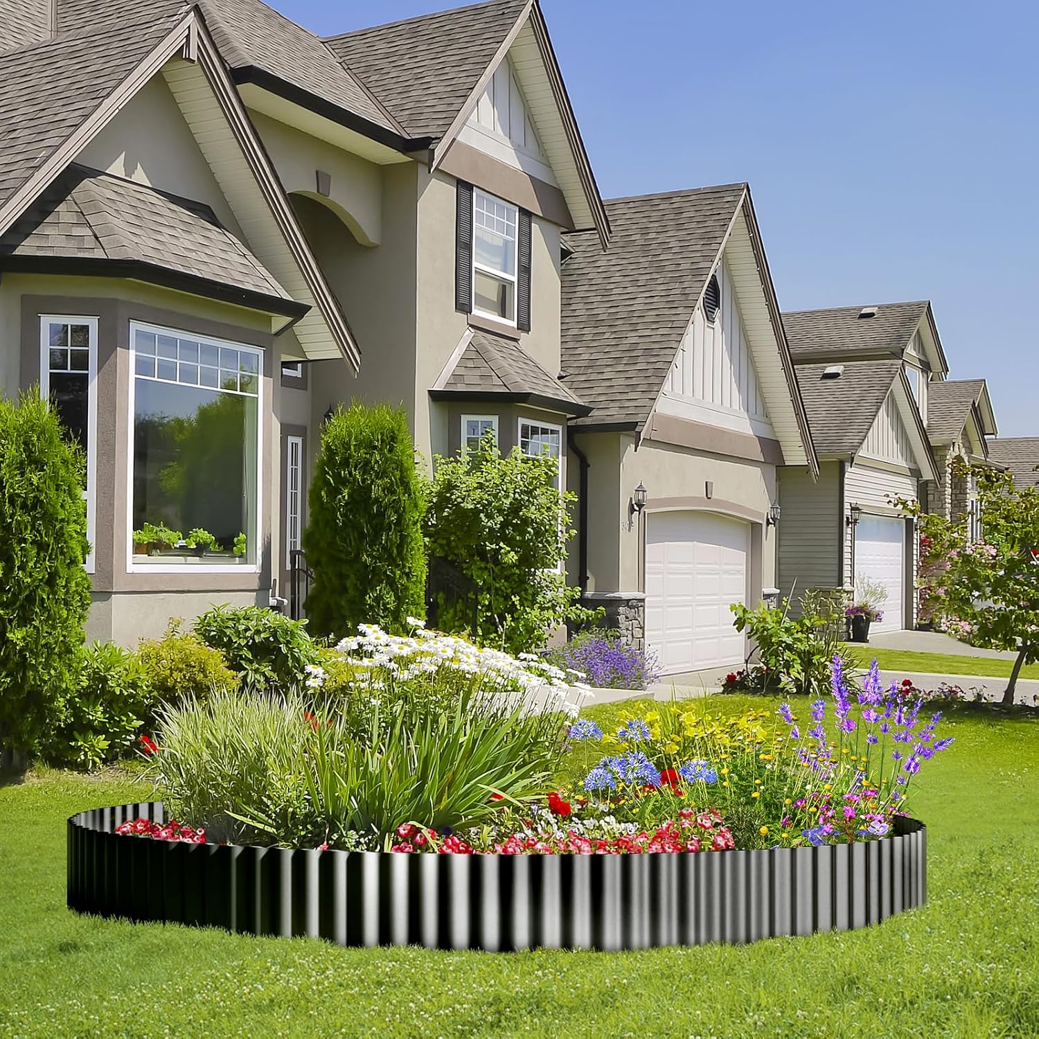 Land Guard Corrugated Garden Edging Border, 6"×50' Landscape Paver Edging, Tall Landscape Edging, Fence for Garden, Flower Bed, Lawn and Landscape Edging (Black)