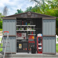 Domi Outdoor Storage Shed 8.2' x 6.2', Metal Steel Utility Tool Shed Storage House with Double Lockable Doors & Air Vents for Backyard Patio Garden Lawn Brown