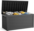 260 Gallon Resin Deck Box, Lockable Patio Outdoor Storage Box for Furniture, Garden Tools and Tools Storage, Waterproof Outside Storage Boxes - Black
