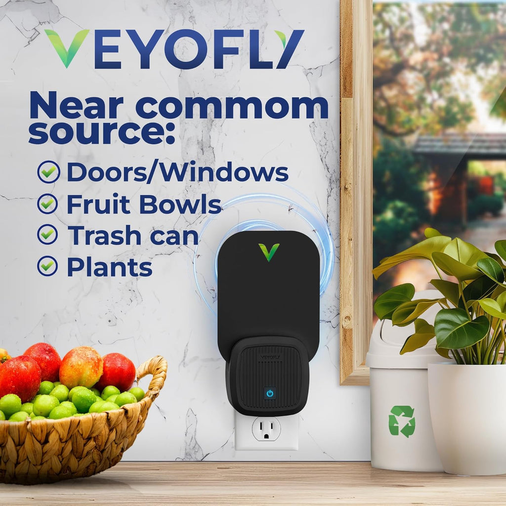 VEYOFLY Fly Trap Indoor, Fruit Fly Traps for Indoors, (4 Device + 12 Refills) Gnat Traps for House Indoor, Fly Catcher Indoor, Plug in Light Flying Insect Trap, Bug Light Killer, Fly Trap