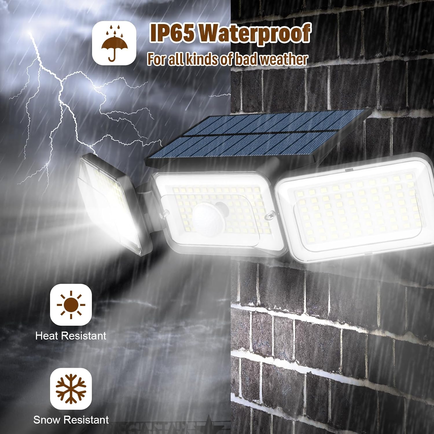 Solar Lights Outdoor Waterproof, Motion Sensor & Flood Outdoor Lights with Remote Control, 4 Adjustable Modes, 3000LM & 218 LED, High-Energy-Density Solar Panel-Monocrystalline Technology, 4 Pack