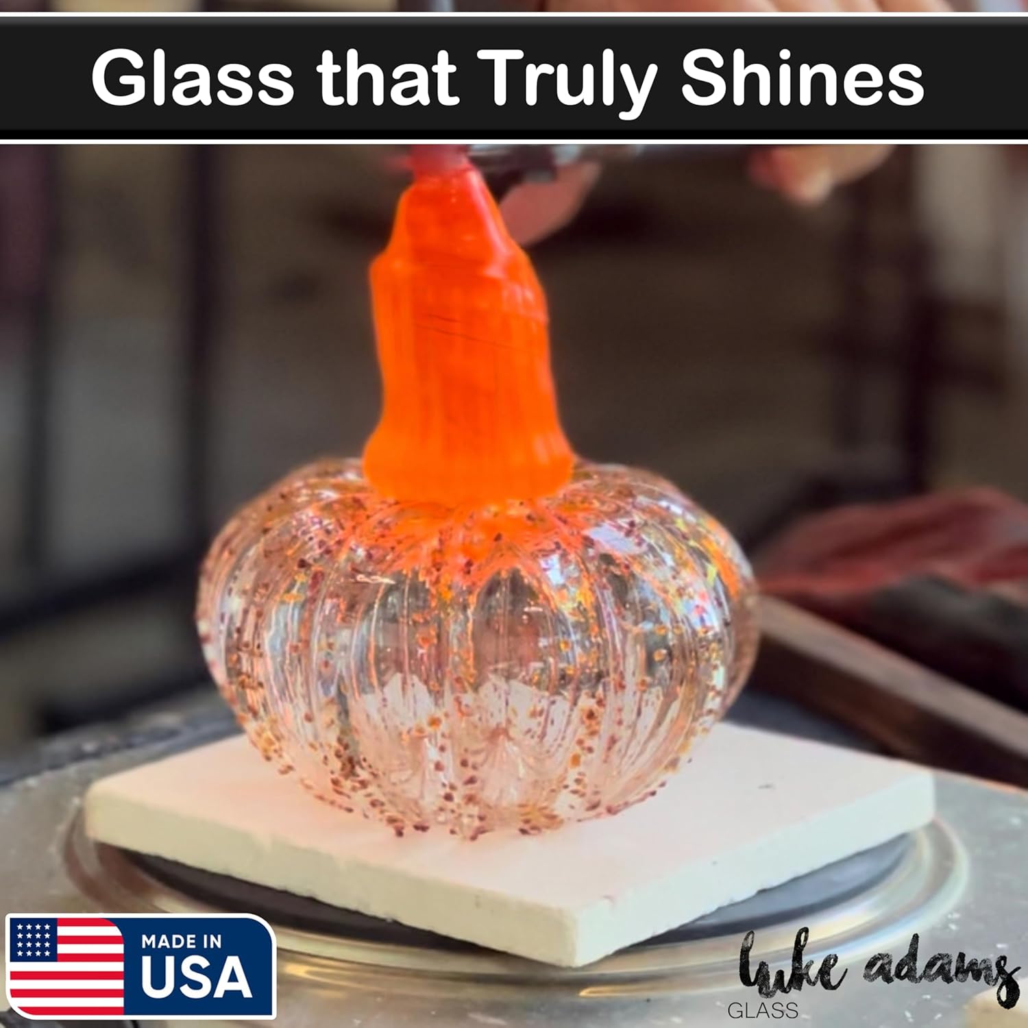 Luke Adams Glass Handmade Glass Pumpkins Handmade Table Top Home Decor (Squat, Cherry Blossom)