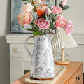 Enra Blue and White vase with Handle,12.2 inch Ceramic Vintage Decorative Flower Pitcher vase, Chinoiserie Floral Vase,Large Rustic Vases for Home Decors, Living Room, Bookshelf, Office
