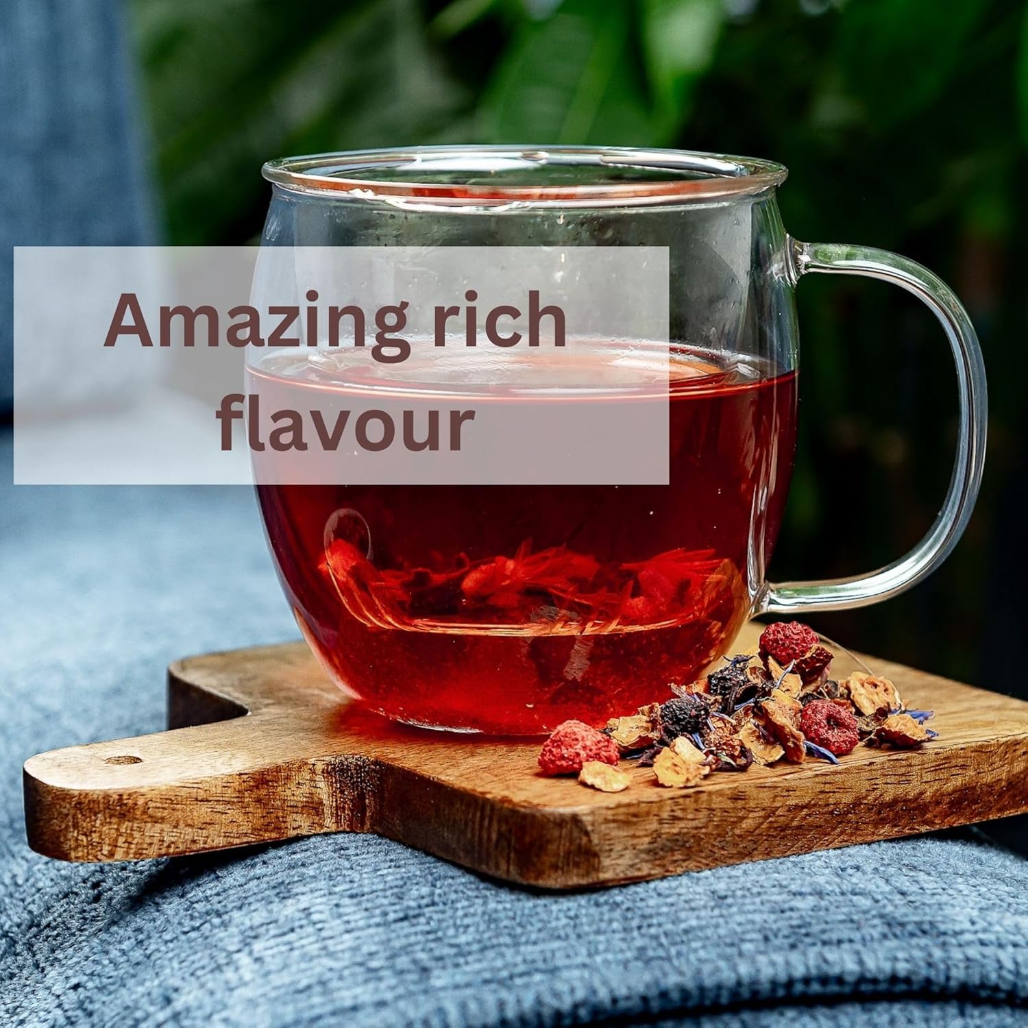 Loose Leaf Tea No Caffeine with Raspberry, Cornflower, Rosehip & Hibiscus (4oz.) – Fruit Tea Summer Herbal Infusion with Wild Berries