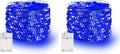 Dazzle Bright Fairy Lights Battery Operated, 2 Pack Total 40FT 120LED Silver Wire Waterproof Battery Operated String Lights, Christmas Decorations for Indoor Outdoor Bedroom Yard Decor, Blue