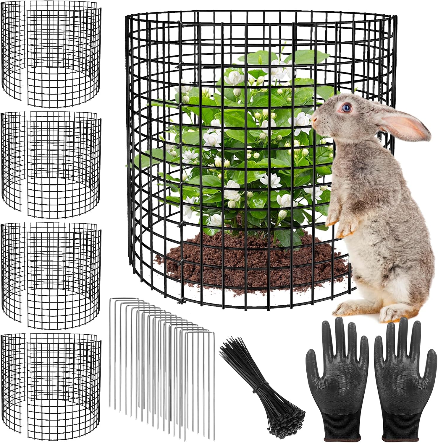 5 Pack Plant Protector from Animals, 13x12 inch Wire Plant Cages Mesh Plant Cage Garden Plant Protector, Sturdy Bunny Barricades Chicken Wire Cloche Plant Protectors for Keeping Bunny Animals Out