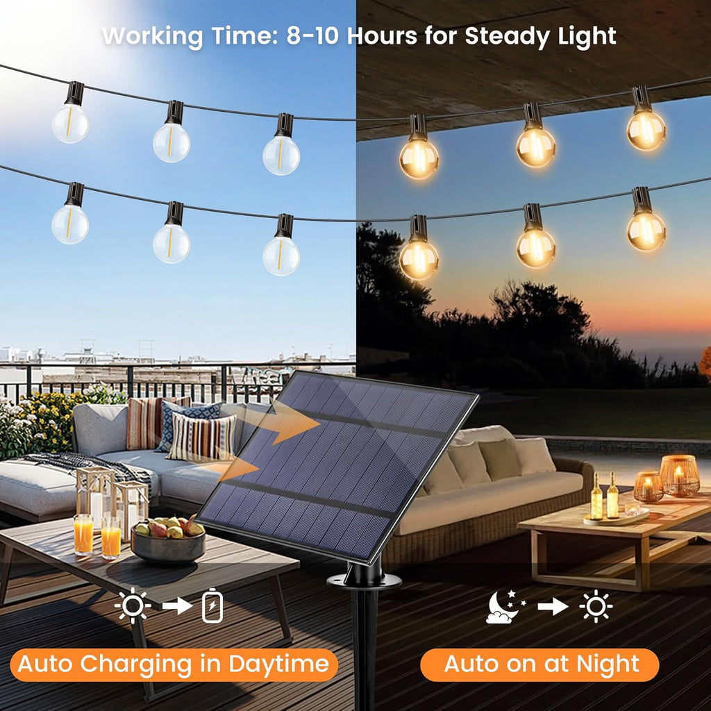 OHLUX 60FT Solar Globe String Lights Outdoor, Shatterproof Solar Patio Lights with Remote, 27 Dimmable G40 LED Filament Bulbs, 2200K Soft Warm White Edison Hanging Light for Outside Backyard Deck