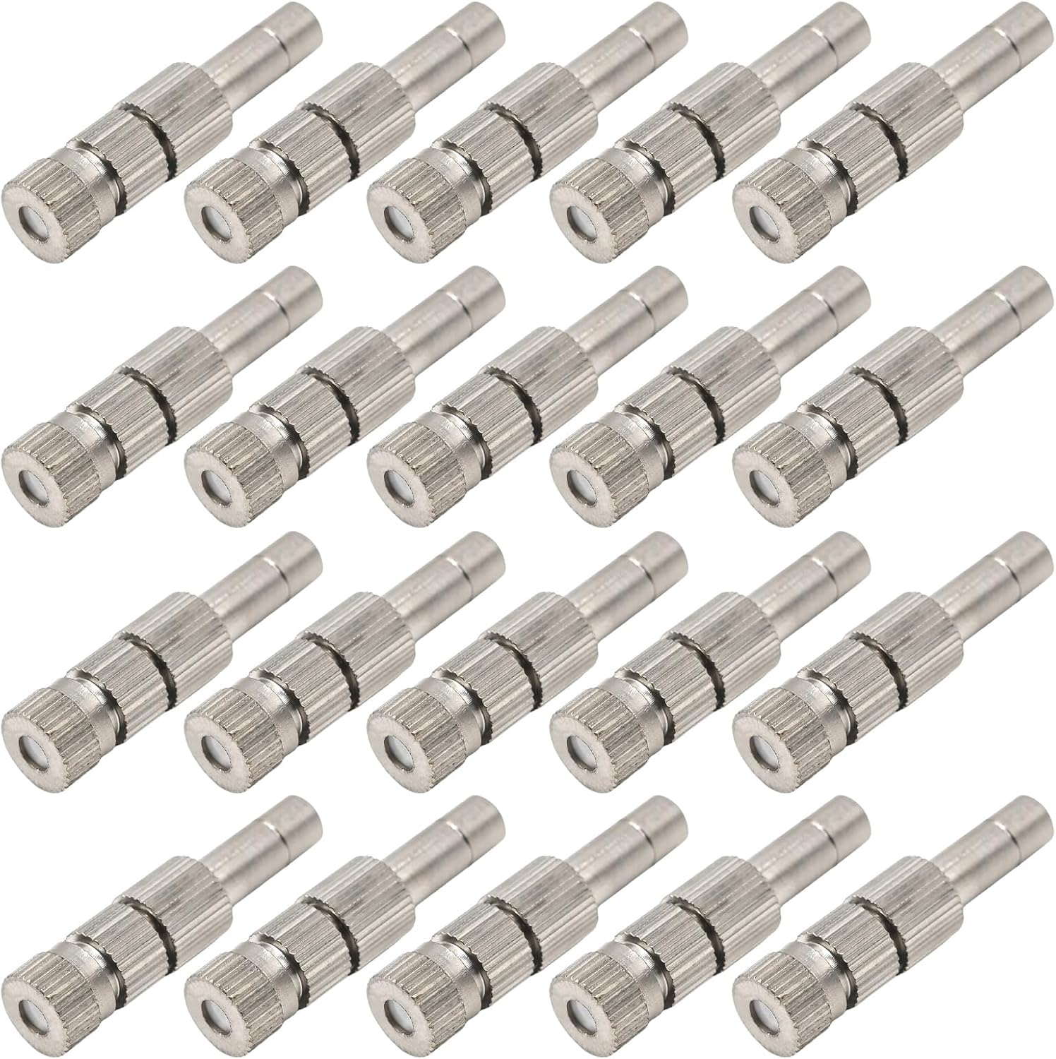 20pcs 6mm Brass Mister Nozzles with Filter, 0.006"/0.15mm Orifice Misting Nozzles for Outdoor Cooling System, Landscaping, Air Humidification, Greenhouse Irrigation