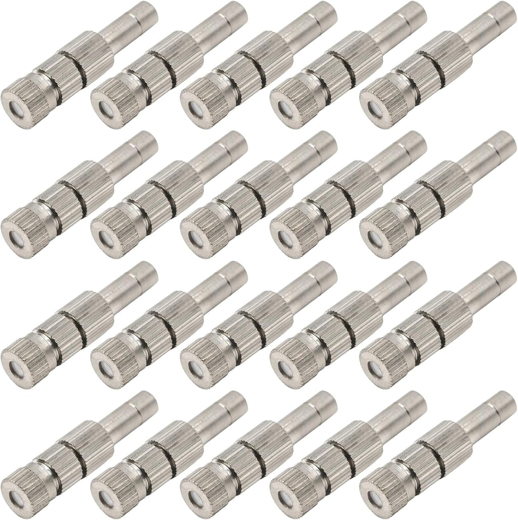 20pcs 6mm Brass Mister Nozzles with Filter, 0.016"/0.4mm Orifice Misting Nozzles for Outdoor Cooling System, Landscaping, Air Humidification, Greenhouse Irrigation