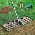 Lawn Leveling Rake, Lawn Leveler with Stainless Steel Long Handle, Heavy Duty Yard Level Tool for Leveling Soil, Sand Or Dirt Surfaces, Gardening Gloves Gift Included (30x10in)