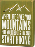 Primitives by Kathy 29806 Distressed Green Box Sign, 6 x 8-Inches, Start Hiking