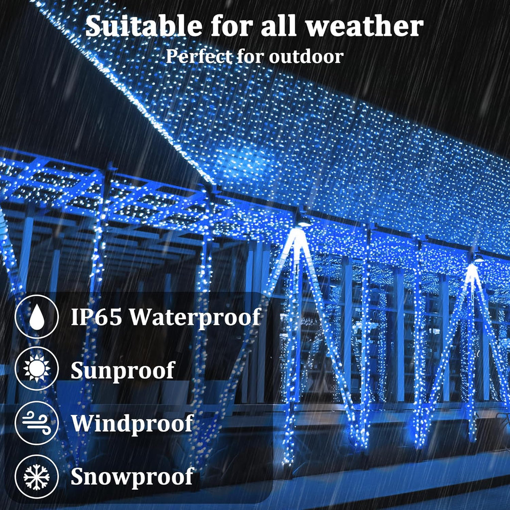2-Pack 200FT Solar String Lights for Outside, 600 LED Extra-Bright Solar Light Outdoor with 19 Modes & Timer, Waterproof Fairy Solar Lights for Garden Patio Tree Christmas Decorations (Blue), 2021B