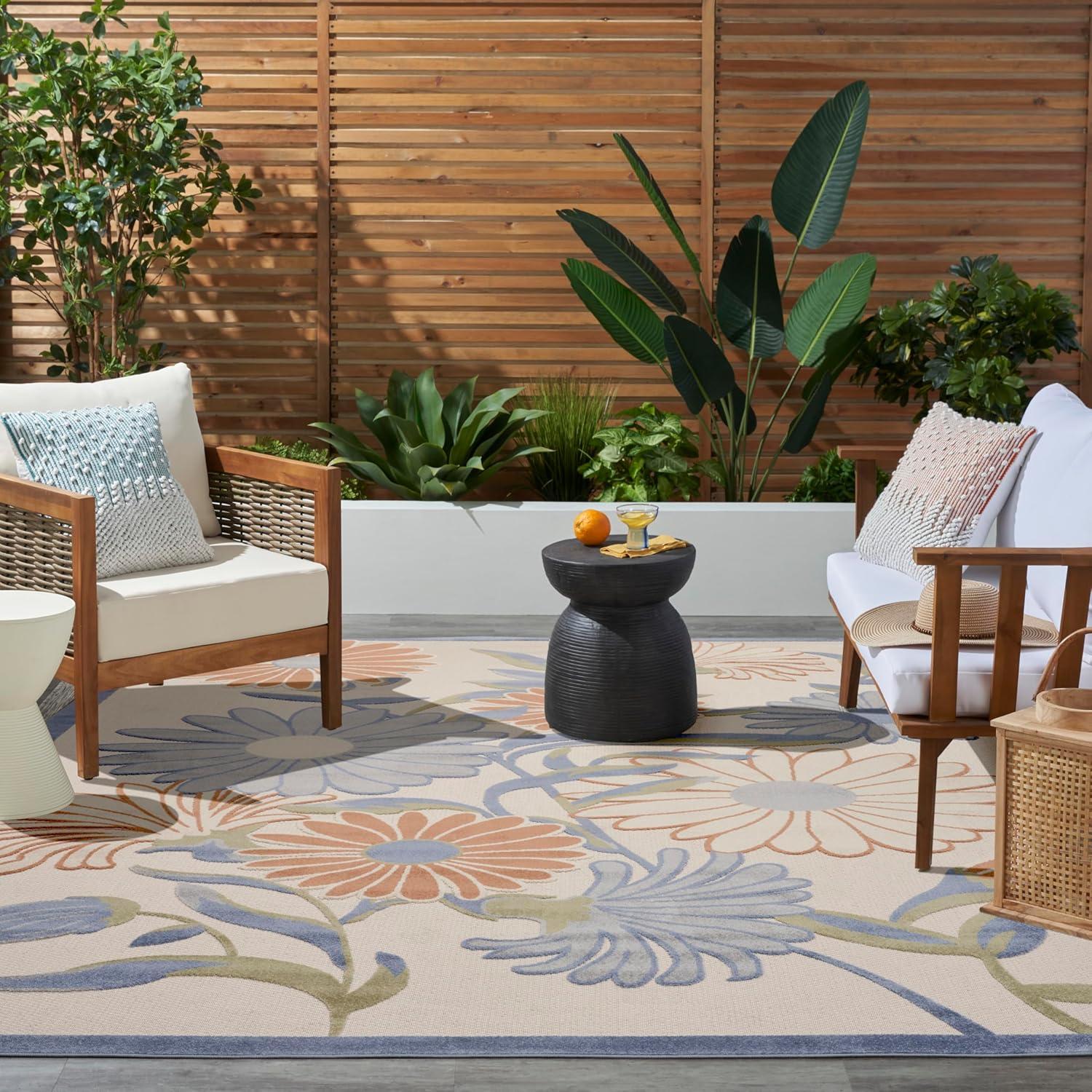 Nourison Home Home Aloha 8' x 11' Fabric Beige Multicolor Area Rug
