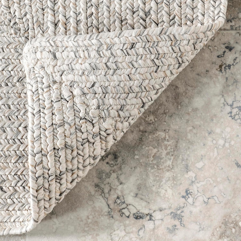 nuLOOM 6' x 9' Solid Hand Braided Indoor/Outdoor Area Rug, Pet-Friendly, High Traffic, Weather Resistant, for Patio, Balcony, Bedroom, Living Room, Dining Room, Wynn Ivory