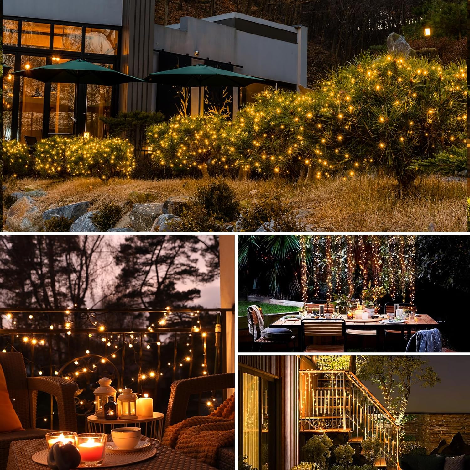 8 Pack Solar String Lights Outdoor, 640LED 264FT Waterproof 8 Modes Copper Wire Solar Twinkle Lights for Outside Garden Patio Tree Christmas Wedding Party Decor