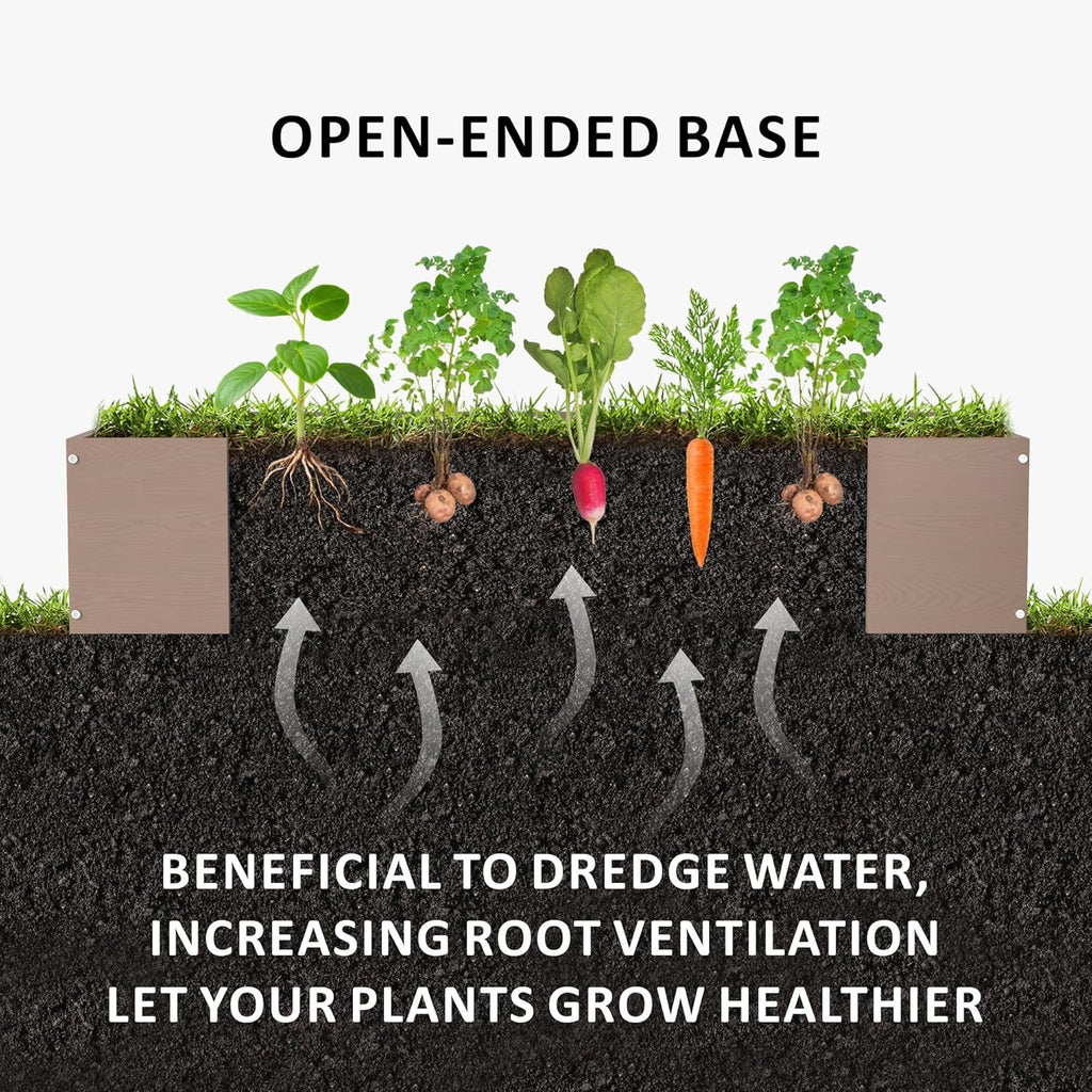 HDPE Raised Garden Bed 47.24 * 24.4 * 9.65 in,Vegetable Planter Bed Outdoor,Elevated Horticulture Planter Bed,Waterproof,Rot-Resistant and Non-Cracking Above Ground Garden Bed(Light Brown)