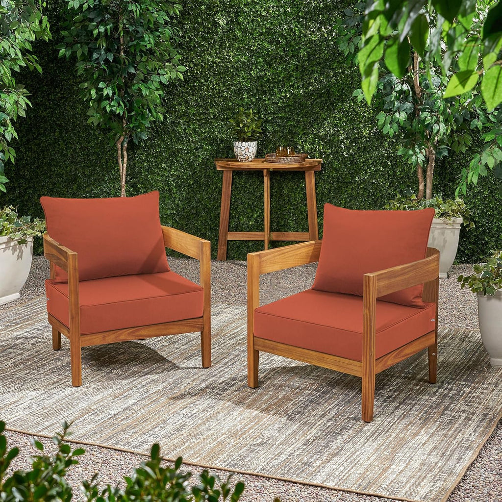 Favoyard Outdoor Seat Cushion Set 22 x 22 Inch Waterproof & Fade Resistant Patio Furniture Cushions with Removable Cover Deep Seat & Back Cushion with Handle and Adjustable Straps for Chair Sofa Couch