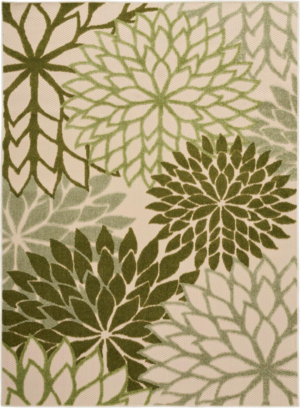 Nourison Home Aloha 4' x 6' Ivory Green Fabric Tropical Area Rug (4' x 6')
