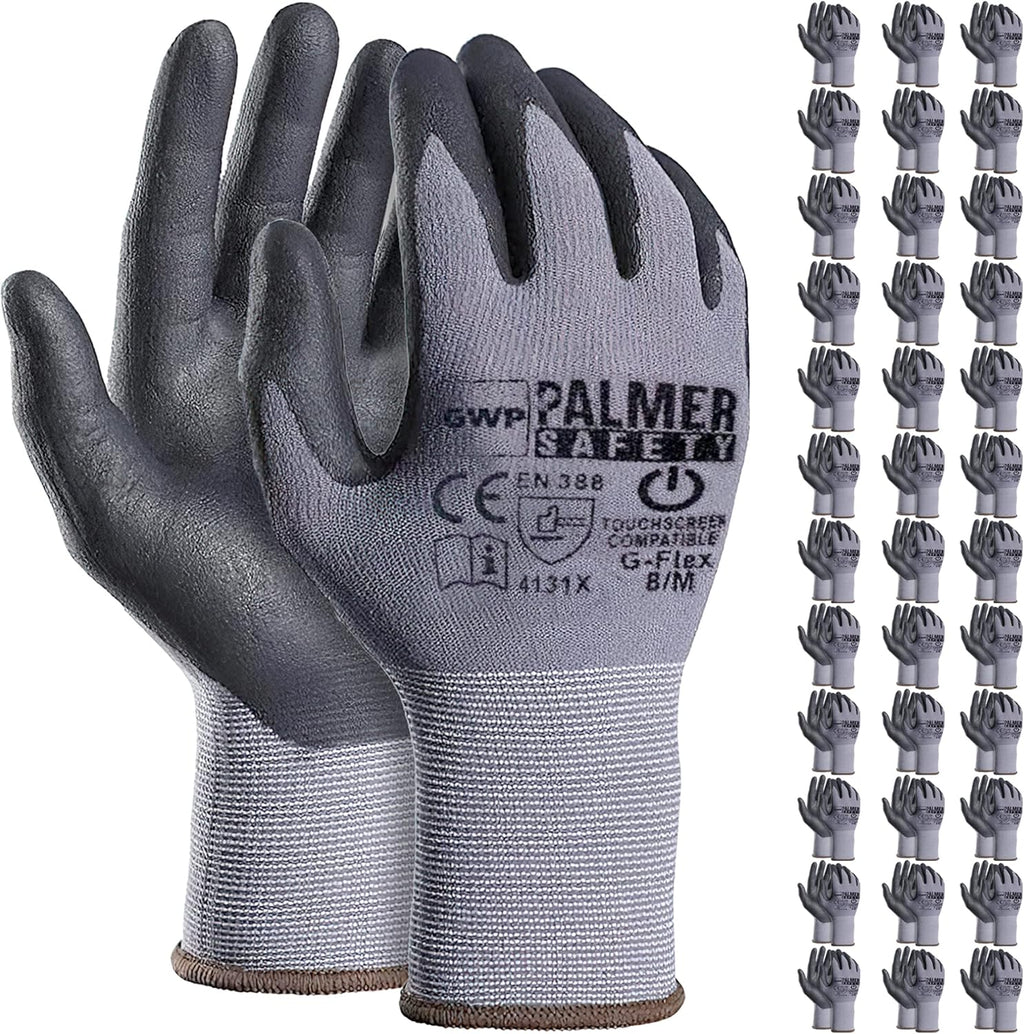 ATERET Work Gloves 12 Pairs Micro-Foam Nitrile Coated Safety Gloves, Seamless Knit Nylon Gloves Home Improvement General Use