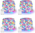 Dazzle Bright Fairy Lights Battery Operated, 4 Pack Total 80FT 240LED Silver Wire Waterproof String Lights, Christmas Decorations for Indoor Outdoor Bedroom Yard Decor, Multi-Colored