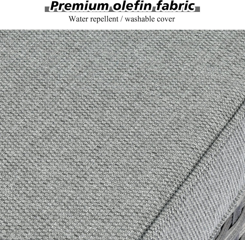 HOOOWOOO 10 Piece Modular Patio Outdoor Sectional Furniture Set with Gas Propane Fire Pit Table,Wicker Conversation Sofa Set with Swivel Chairs,Outside Couch Set(Grey Stripes)