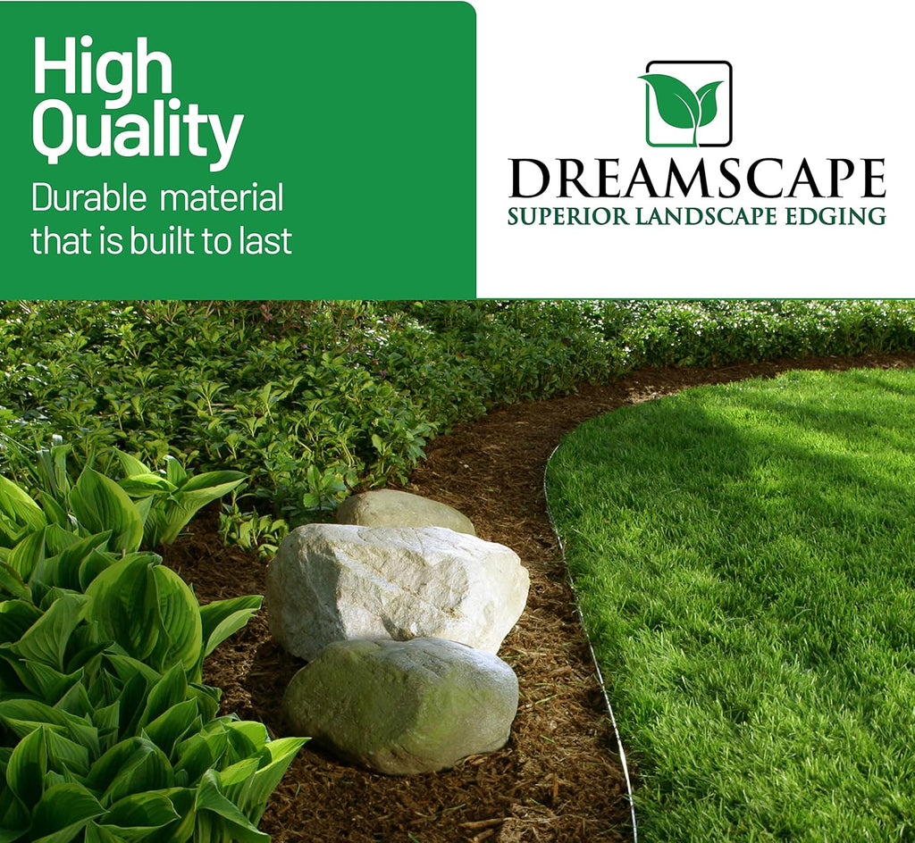 Dreamscape YardEdge Aluminum Landscape Edging - 8 Strips, 6ft Each (48ft Total), Black Duraflex Paint - Professional Quality Landscaping Border, Metal Divider for Lawn, Garden, Flowerbed